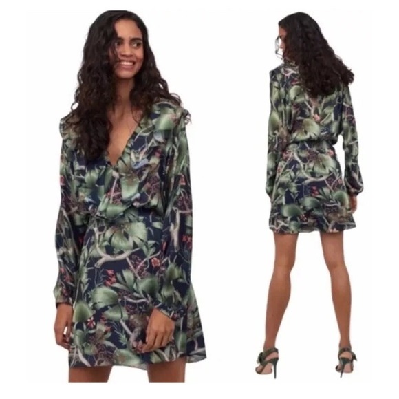 Johanna Ortiz x H&M Dress Womans XL Tropical Floral Flounce Special Occasion - Picture 1 of 4